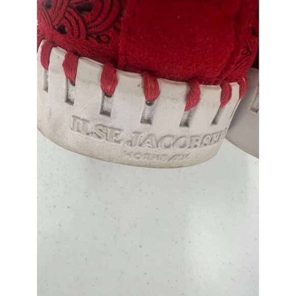 ILSE JACOBSEN Tulip Slip-On Shoes EU 40 (US 9.5-10) Red Perforated Travel Flats - Picture 4 of 12